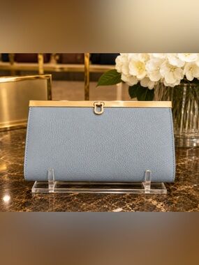 Burton Light Blue Leather Wallet with Gold Accent